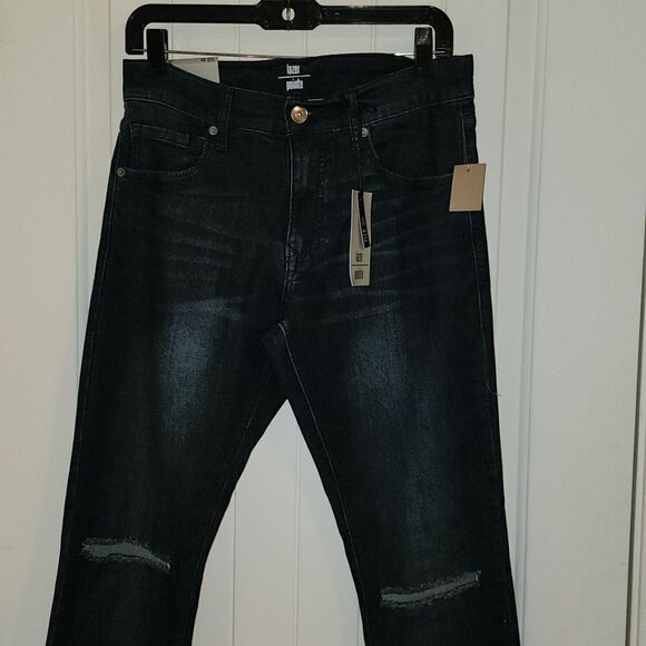 Lazer Pointe Dark Wash Jeans Ripped Flex Denim Size W30 x L30 NWT - Picture 2 of 8
